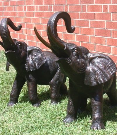 SRB25302 Bronze Elephant Sculpture Pair Metropolitan Galleries Inc.