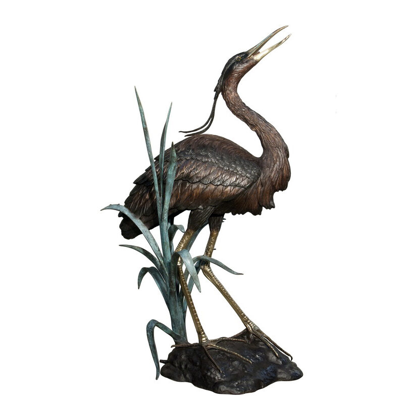 Bronze Heron Fountain Sculpture Metropolitan Galleries Inc. Trade Design