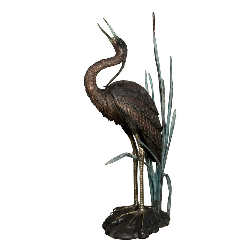 SRB022010 Bronze Heron Fountain Sculpture Metropolitan Galleries Inc.