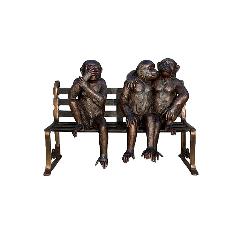 SRB057892 Bronze Monkeys on Bench Sculpture by Metropolitan Galleries Inc