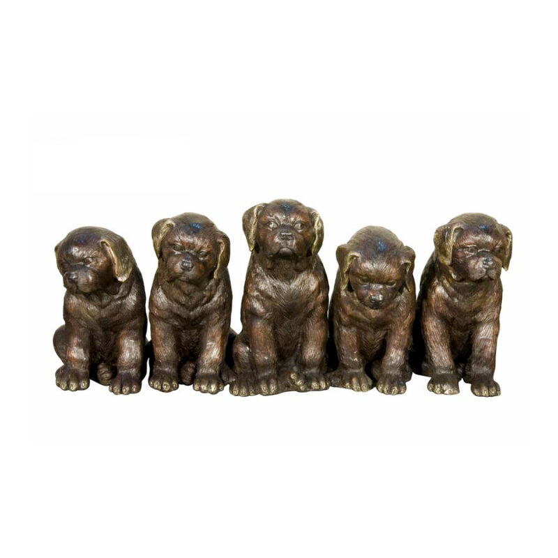 SRB094418 Bronze Five Sitting Dogs Sculpture Metropolitan Galleries Inc.