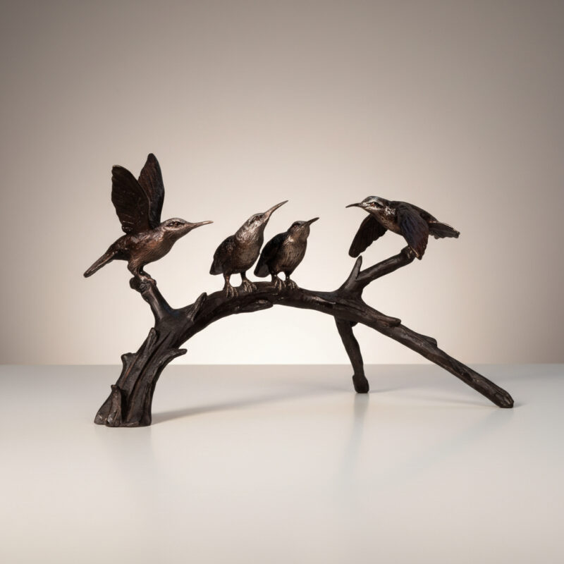 SRB097028 Bronze Hummingbirds on Branch Sculpture by Metropolitan Galleries Inc.