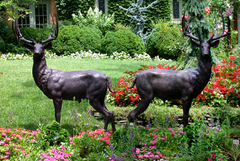 SRB10069 Bronze Deer Sculpture Pair Metropolitan Galleries Inc.