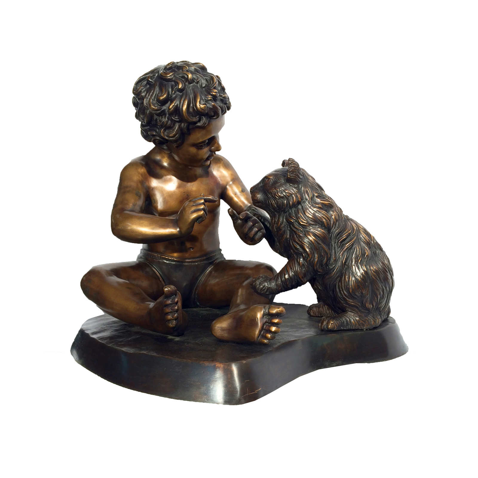 SRB25130 Bronze Child & Cat Sculpture Metropolitan Galleries Inc.