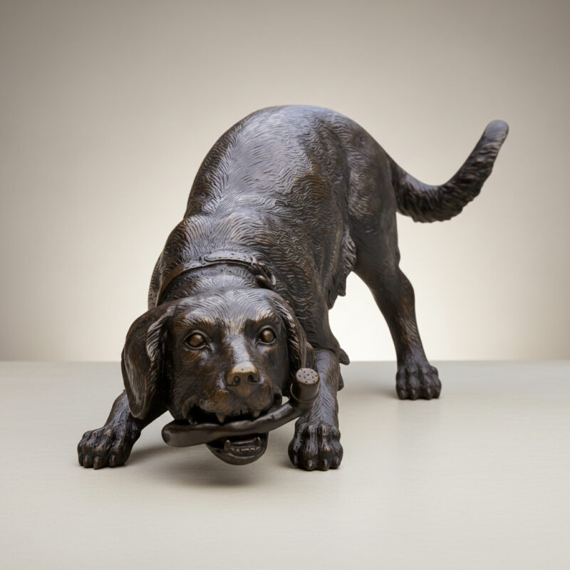 SRB25396 Bronze Dog with Hose Fountain Sculpture by Metropolitan Galleries Inc.