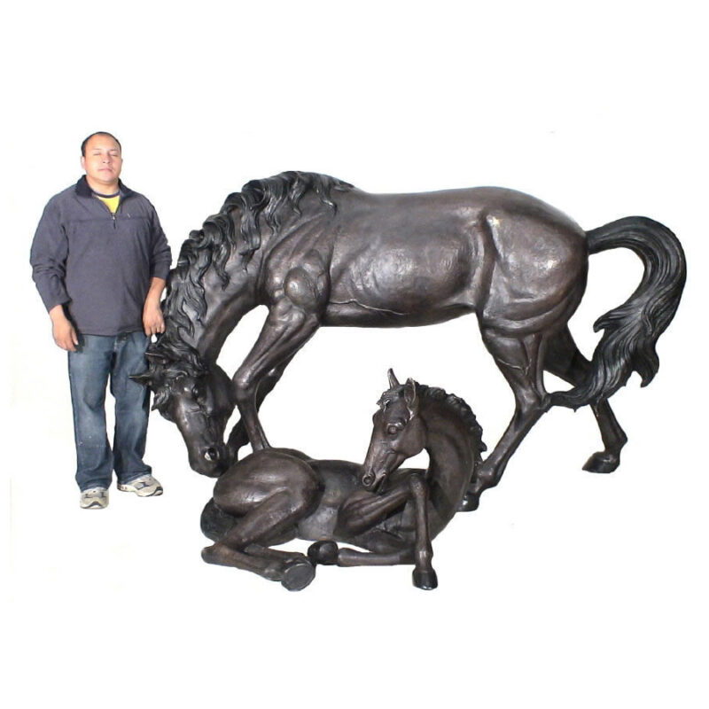 SRB30541 Bronze Mother Horse with Colt Sculpture by Metropolitan Galleries Inc