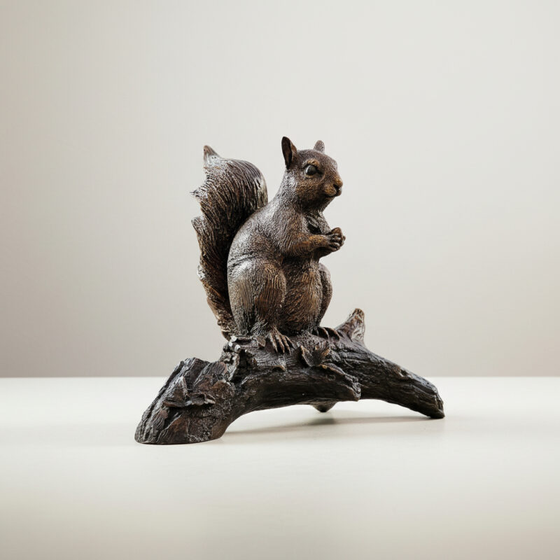 SRB40001 Bronze Squirrel on Log Sculpture by Metropolitan Galleries Inc.