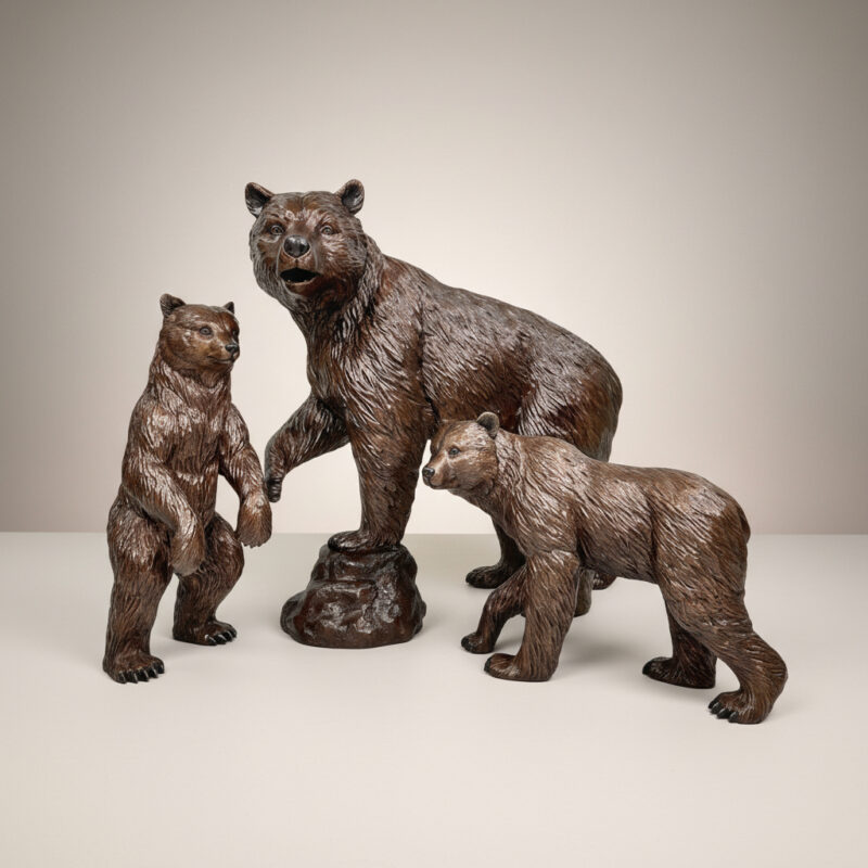 SRB40018 Bronze Bear Family of Three Sculpture Set by Metropolitan Galleries Inc.