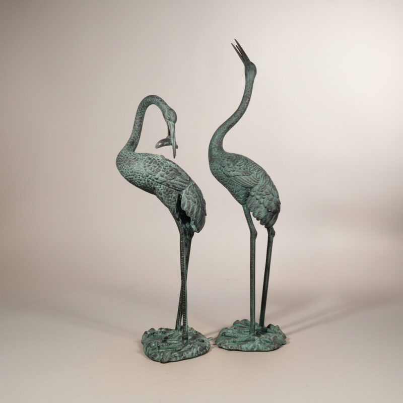 SRB45715 A&B Bronze Cranes Fountain Sculpture Set by Metropolitan Galleries Inc.