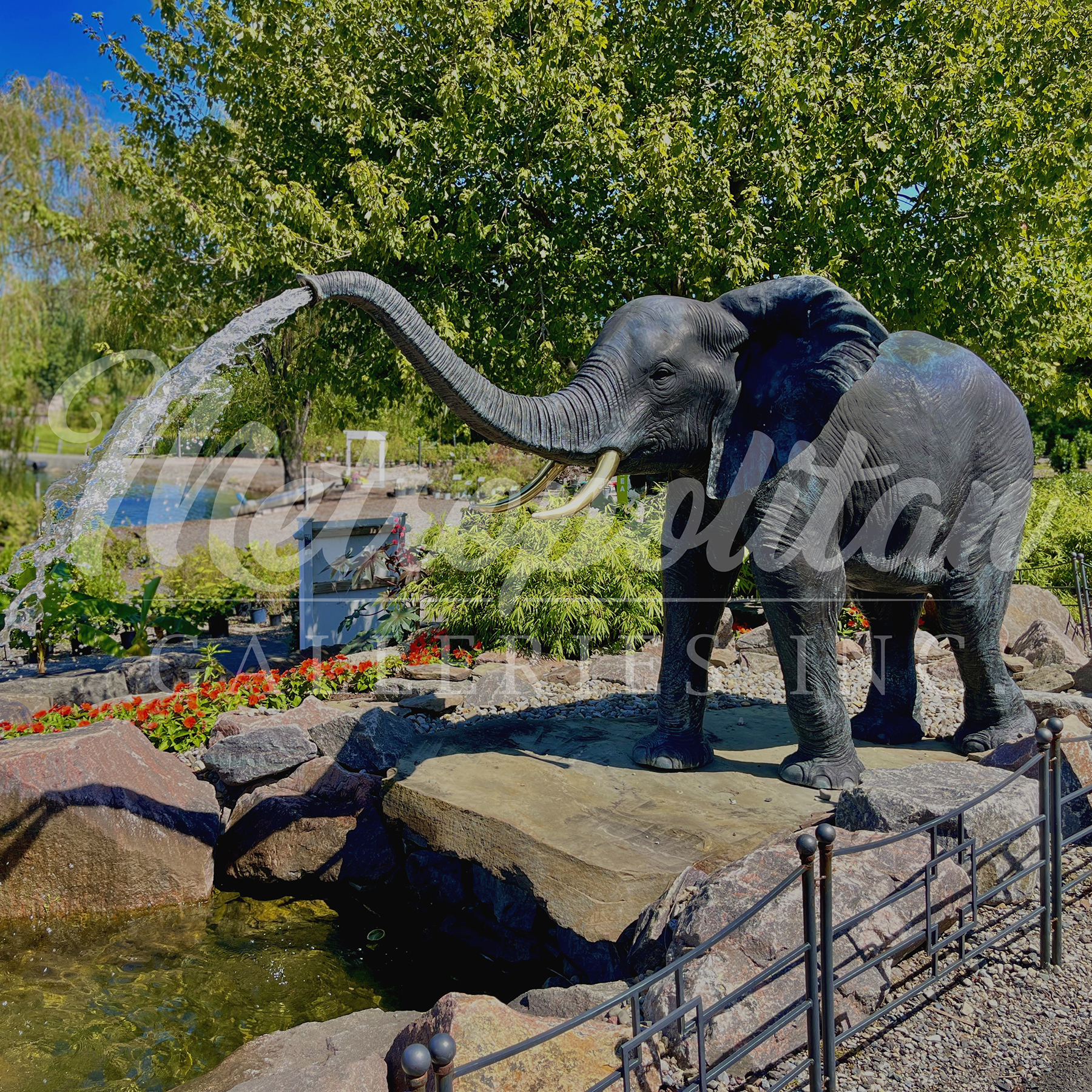 Bronze Mother Elephant Fountain Sculpture