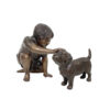 Bronze Boy with Dog Sculpture