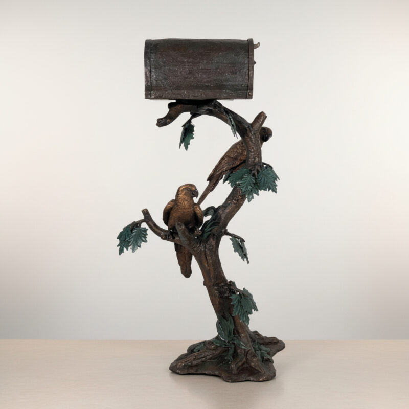 SRB47452 Bronze Parrot Mailbox Sculpture by Metropolitan Galleries Inc.