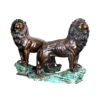 Bronze Standing Lions on Rock Sculpture Pair (Large)