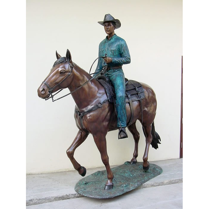 SRB48941 Bronze Cowboy on Horse Sculpture Metropolitan Galleries Inc.