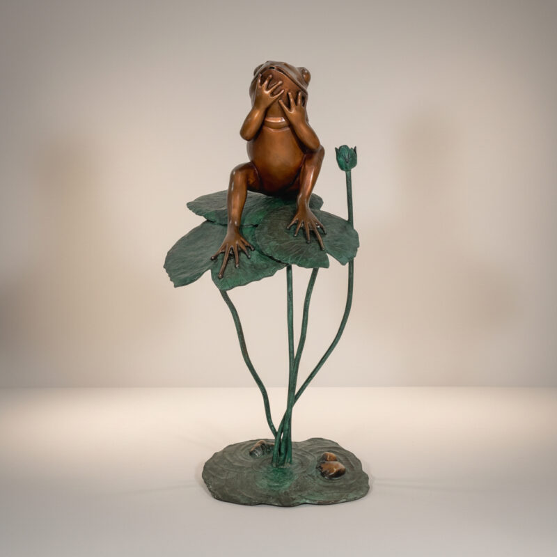 SRB49944 Bronze Frog on Lotus Fountain Sculpture by Metropolitan Galleries Inc.