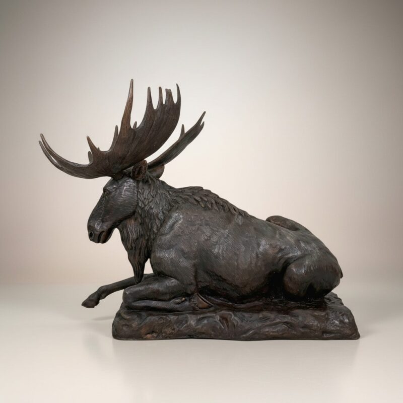 SRB703519 Bronze Reclining Moose Sculpture by Metropolitan Galleries Inc.