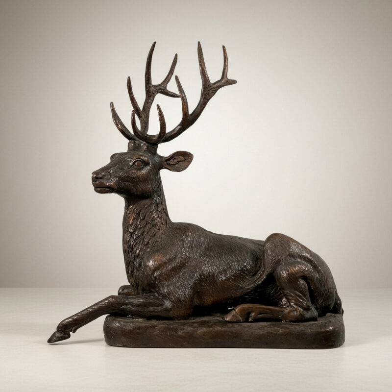 SRB703549 Bronze Sitting Deer Table Top Sculpture by Metropolitan Galleries Inc.