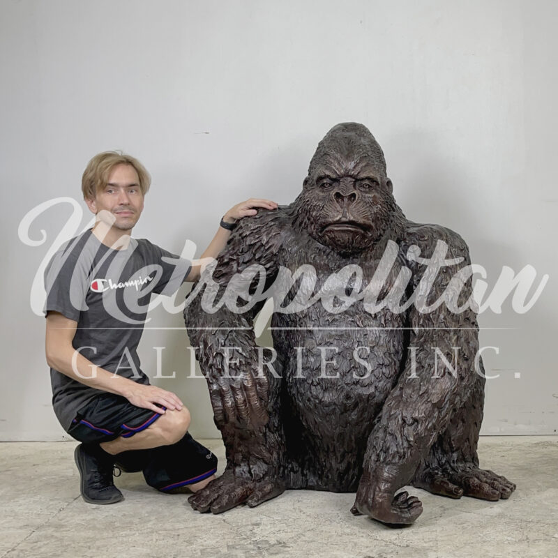 SRB705248A Bronze Sitting Gorilla Sculpture by Metropolitan Galleries Inc SCALE WM