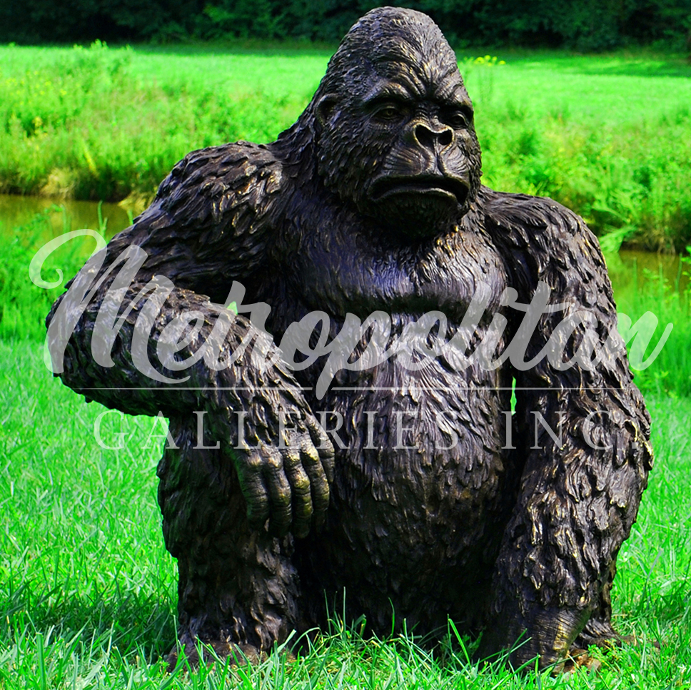 Bronze Sitting Gorilla Sculpture