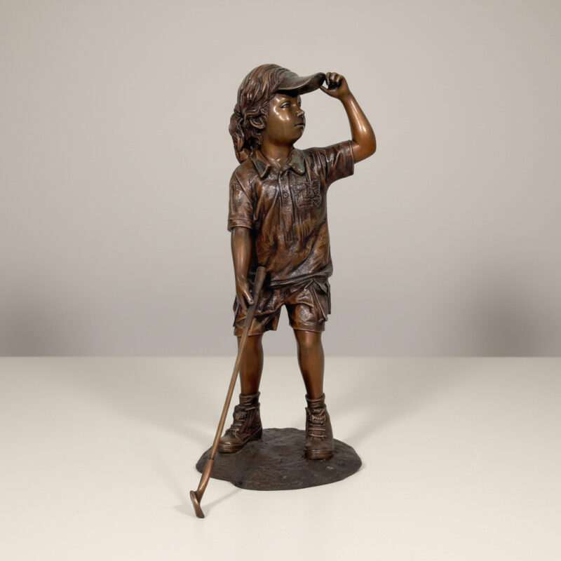 SRB705766-B Bronze Girl Golfer Sculpture by Metropolitan Galleries Inc.