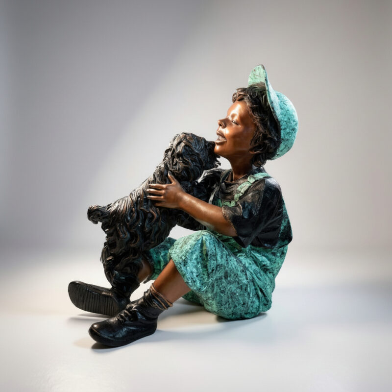SRB706762 Bronze Boy with Dog Sculpture by Metropolitan Galleries Inc. (2)
