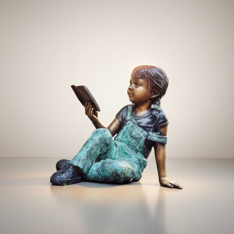 SRB706763 Bronze Girl Reading Book Sculpture by Metropolitan Galleries Inc.