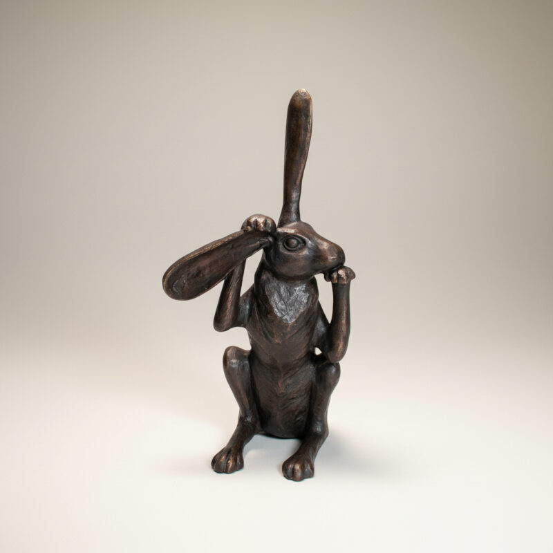 SRB707232 Bronze Pondering Bunny Sculpture by Metropolitan Galleries Inc.