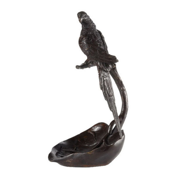 SRB81826 Bronze Parrot on Leaf Sculpture Metropolitan Galleries Inc.