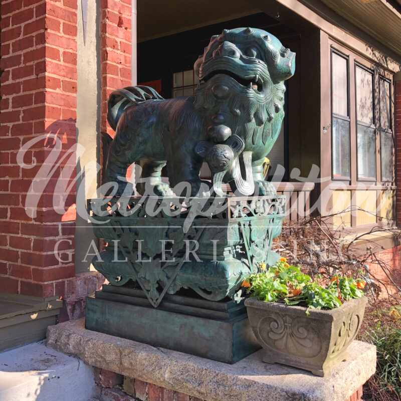 SRB990105-R Bronze Chinese Foo Lion Sculpture by Metropolitan Galleries Inc Vignette WM
