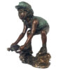 Bronze Girl Holding Turtle Sculpture