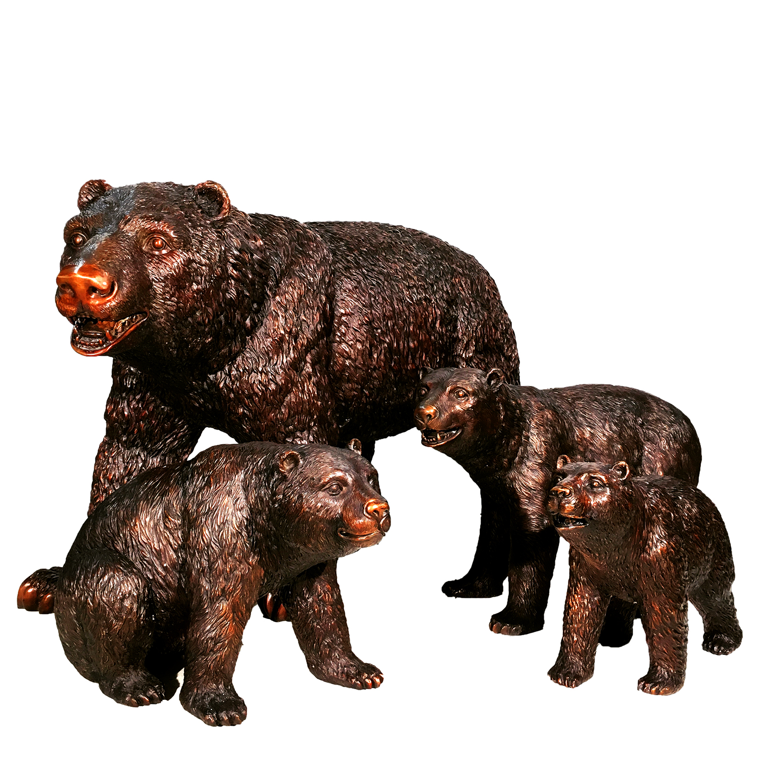 SRB25126-9 Mother Bear & Three Cubs Bronze Sculpture Set Metropolitan Galleries Inc.