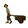 Bronze Boy pulling Wagon Sculpture