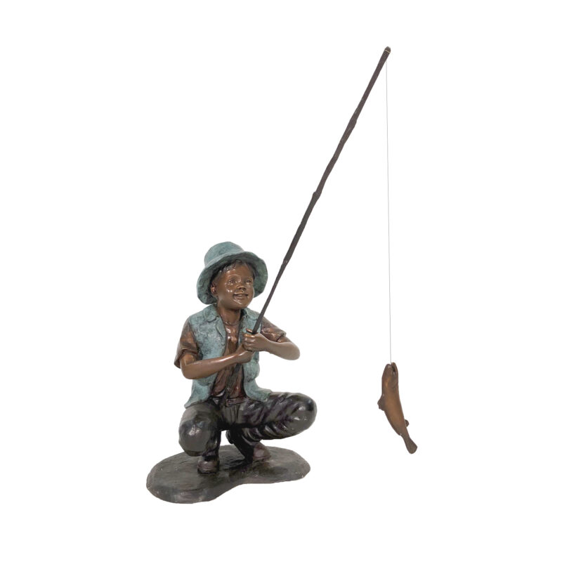 SRB050608 Bronze Little Boy Fishing Sculpture by Metropolitan Galleries Inc