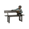 Bronze Boy Reading on Bench Sculpture