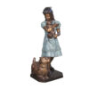 Bronze Girl with Dog & Teddybear Sculpture