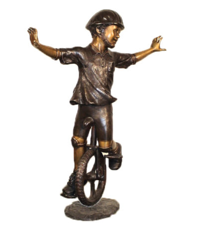 SRB10064 Bronze Boy on Unicycle Sculpture Metropolitan Galleries Inc.
