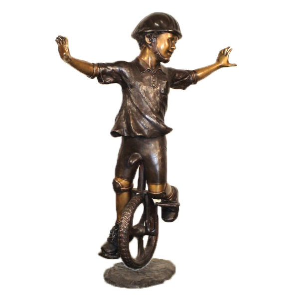 SRB10064 Bronze Boy on Unicycle Sculpture Metropolitan Galleries Inc.