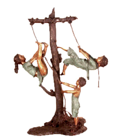 SRB10072 Bronze Children Climbing Ropes Sculpture