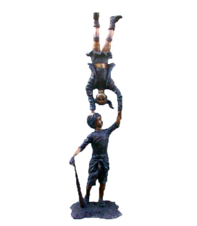 SRB10073 Bronze Children Doing Handstand Sculpture Metropolitan Galleries Inc.