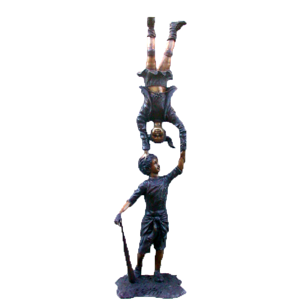 SRB10073 Bronze Children Doing Handstand Sculpture Metropolitan Galleries Inc.