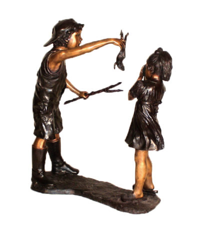 Bronze Taunting Little Sister Sculpture Metropolitan Galleries Inc.