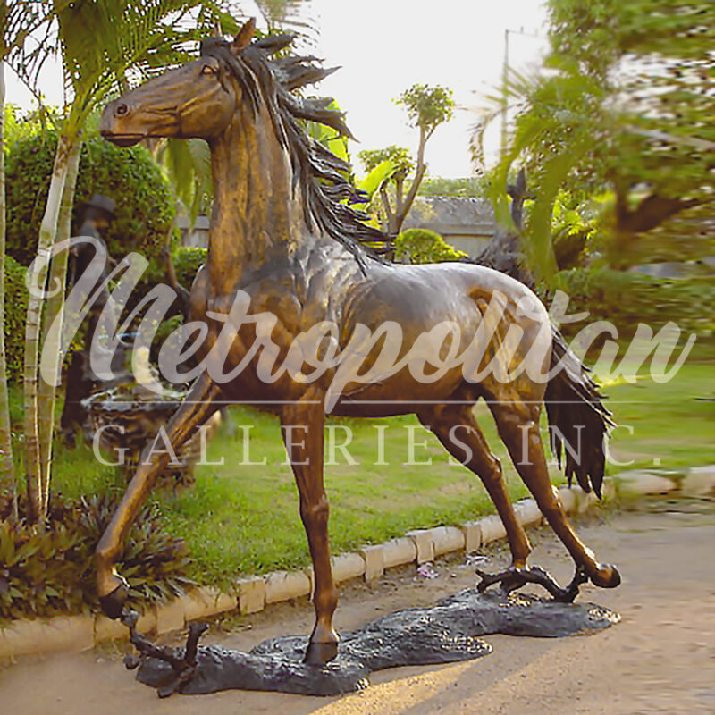SRB10104 Bronze Running Horse Sculpture exclusively designed and produced by Metropolitan Galleries Inc Vignette WM