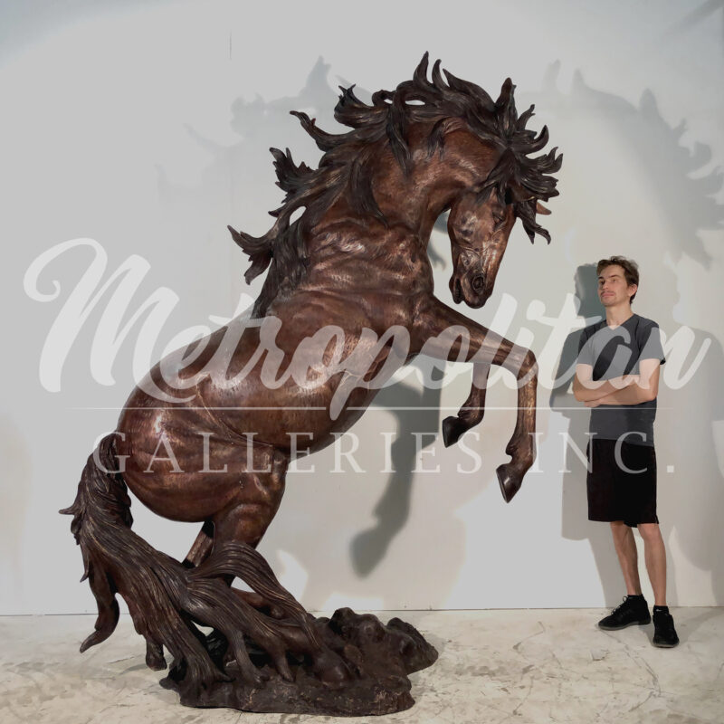 SRB10107-R Bronze Rearing Horse Sculpture facing right Sculpture exclusively designed and produced by Metropolitan Galleries Inc SCALE WM