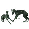 Bronze Whippet Dog Sculpture Set