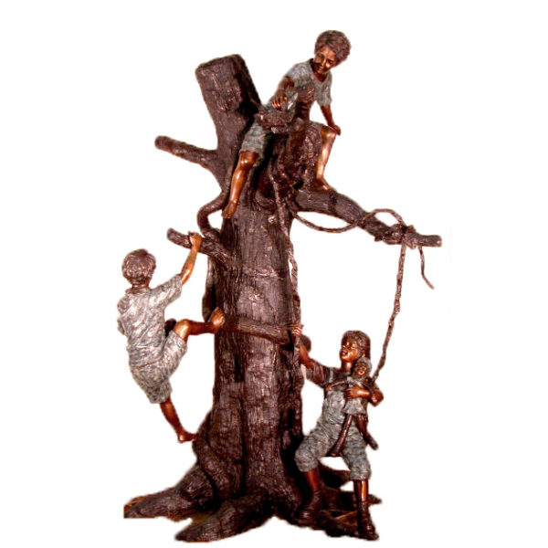SRB25162 Bronze Children in Tree House Sculpture Metropolitan Galleries Inc.