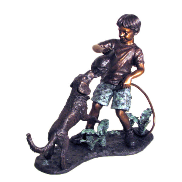 Bronze Boy & Dog Tug-a-War Sculpture Metropolitan Galleries Inc.