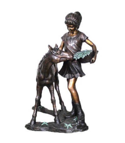 SRB25431 Bronze Girl with Pony Sculpture Metropolitan Galleries INc.