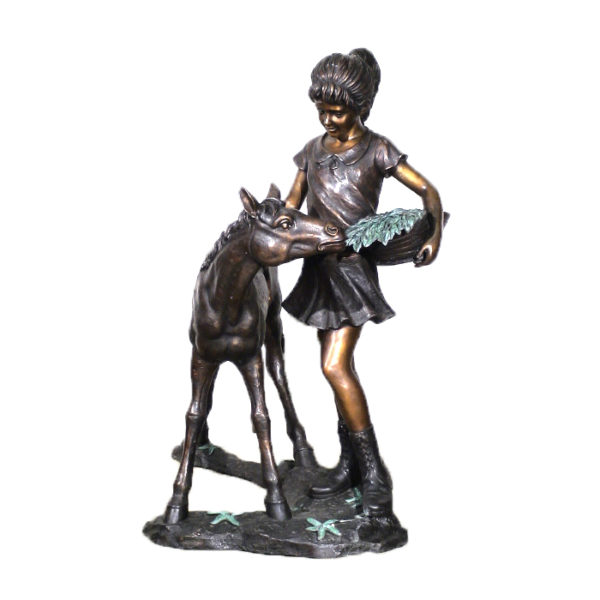 SRB25431 Bronze Girl with Pony Sculpture Metropolitan Galleries INc.