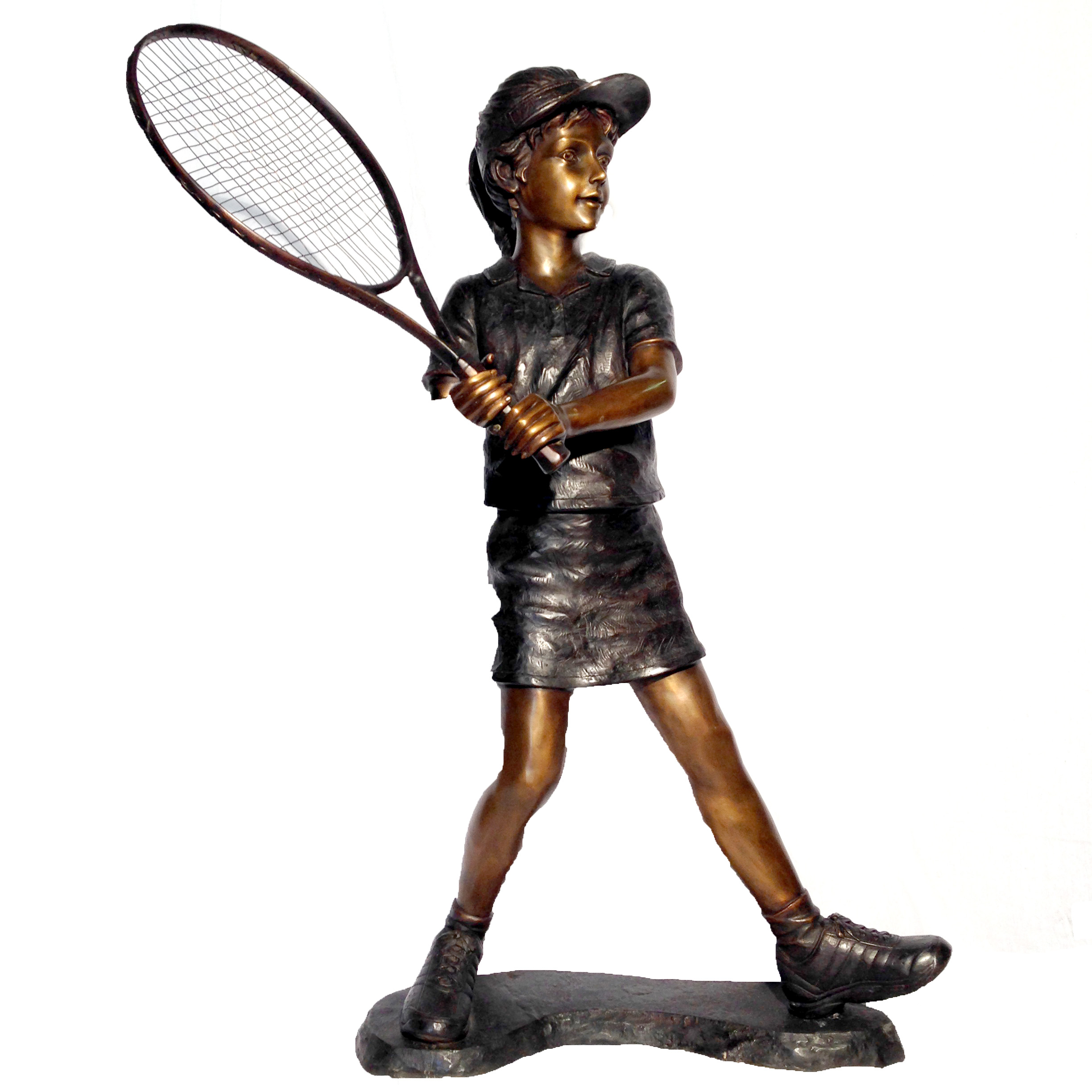 SRB25452 Bronze Girl Tennis Player Sculpture
