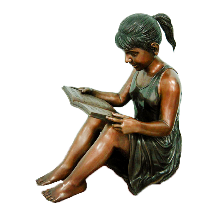 SRB41040 Bronze Sitting Girl Reading Book Sculpture Metropolitan Galleries Inc.